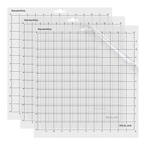 Product Cover REALIKE 12x12 StandardGrip Cutting Mat for Cricut Explore One/Air/Air 2/Maker(3 Mats), Gridded Adhesive Non-Slip Cut Mat for Crafts, Quilting, Sewing and All Arts