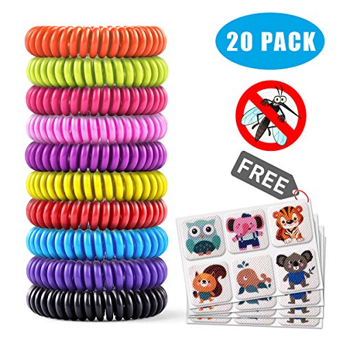 Product Cover Mosquito Repellent Bracelet 20 Pack with 4 Patches,Waterproof Bug Repellent Wrist Bands pest control for Kids & Adults, 100% Natural Deet-free Resealable,Safe Indoor Outdoor Protection  