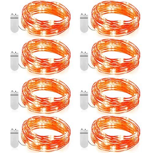 Product Cover GDEALER 8 Pack Fairy Lights 7.2ft 20 LEDs Battery Operated Starry String Lights Cooper Wire Twinkle Lights Halloween String Lights Firefly Lights for Bedroom Indoor DIY Christmas Decoration- Orange