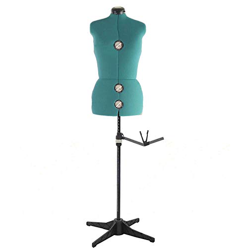 Product Cover 13 Dials Mannequin Dress Form with Tri-Pod Stand, Adjustable Pinnable Female Torso Body for Sewing, Dressmakers Up to 69 Inch Shoulder Height (Medium, Green)