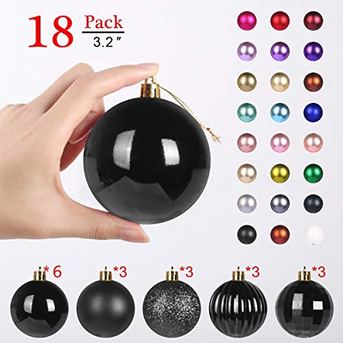 Product Cover GameXcel Christmas Balls Ornaments for Xmas Tree - Shatterproof Christmas Tree Decorations Large Hanging Ball Black3.2 x 18 Pack