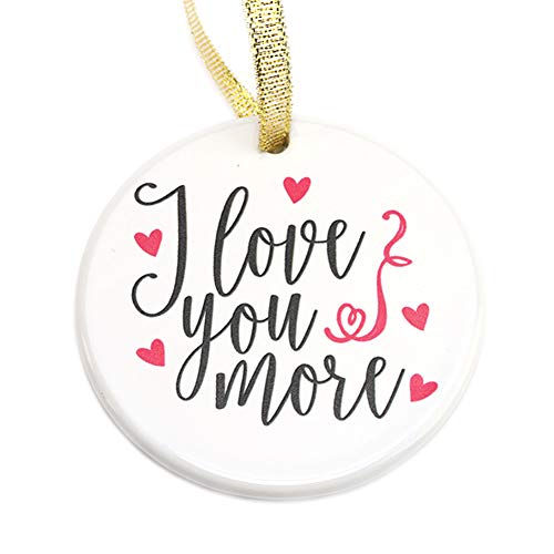 Product Cover Julius Thomson Personalized Christmas Ornaments I Love You More, Girlfriend/Boyfriend Birthday Gifts, Husband Wife Gifts, Women/Men, Romantic Presents for Valentines Day Christmas