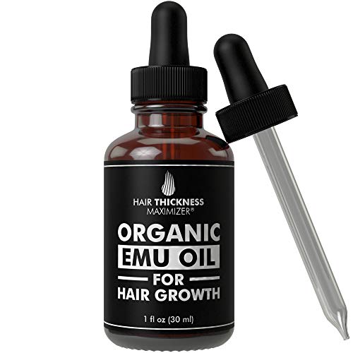 Product Cover EMU Oil For Hair Growth by Hair Thickness Maximizer. Best Organic, Natural Oils Treatment with Omega 3,6,9. Stop Hair Loss Now. Hair Thickening Serum to Replenish Hair Follicles for Men and Women 1oz