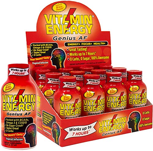 Product Cover Vitamin Energy Focus+ Shots (12-Pack) | Energy Lasts up to 7+ Hours* | Packed with BCAAs & COQ10 | Keto Drink Friendly 0 Carb, 0 Sugar