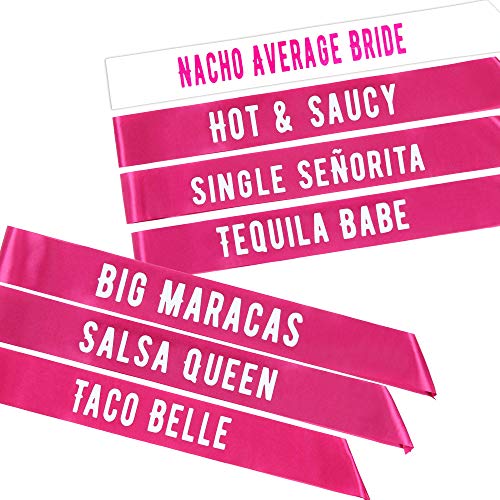 Product Cover Final Fiesta Bachelorette Sashes | 7 Pack | 1 Bride to be Sash and 6 Bride Tribe Sashes with Fun Final Fiesta Phrases