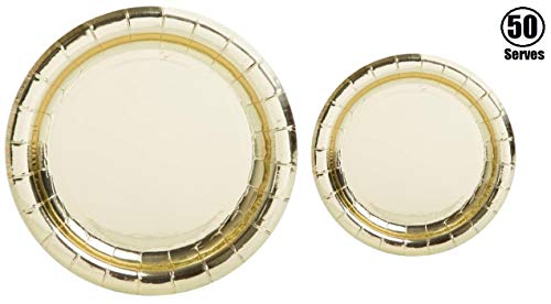 Product Cover 100 Pack Gold Metallic Foil Paper Plates | 50~9