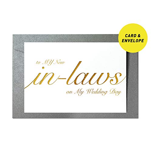 Product Cover Ihopes Wedding Day Foiled Card | to MY New In-laws Gold Foil Cards with Envelopes | Wedding Vow Card with Gold Foil | to MY New In-laws Wedding Day Card Wedding Gifts Card Love Note 