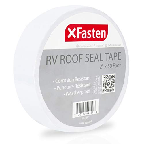 Product Cover XFasten RV Repair Tape, White, 2-Inches x 50-Foot, Weatherproof RV Rubber Roof Patch Tape for RV Repair, Window, Vent, Boat Sealing, and Camper Roof Leaks