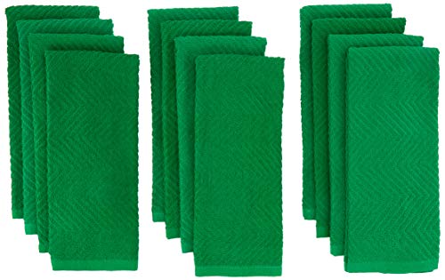 Product Cover AKTI COTTON 100% Cotton Terry Kitchen Dish Towels, Highly Absorbent, 15 X 25in, 12-Pack, Green