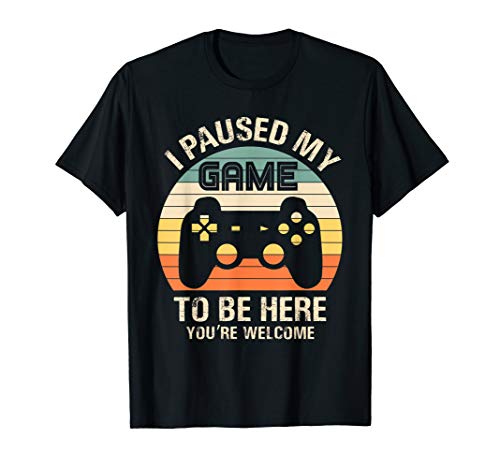Product Cover Gamer Video-Game i-Paused-my-Game to-be-Here for-Boys-Men T-Shirt