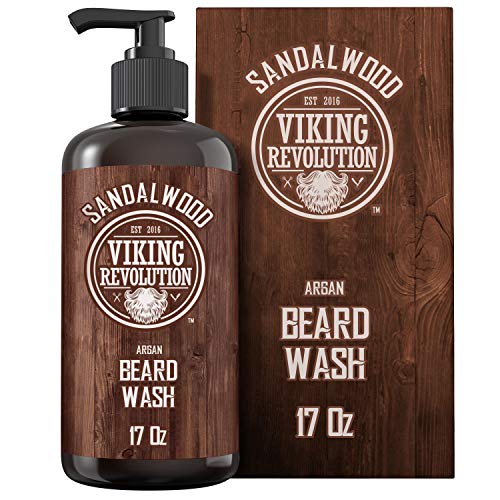 Product Cover Best Deal Beard Wash Shampoo w/Argan & Jojoba Oils - Softens & Strengthens - Sandalwood Scent - Beard Shampoo w/Beard Oil (17 oz Shampoo)