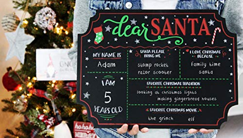 Product Cover Decorae Dear Santa Chalkboard Sign 16 x 12 Inches; Christmas Reusable 