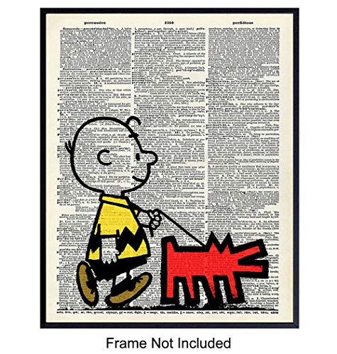 Product Cover Banksy Keith Haring Graffiti Wall Art Decor - Funny Upcycled Dictionary Poster Print for Kids or Teens Bedroom, Dorm Room - Great Gift for Urban Street Art, Contemporary or Modern Art Fans