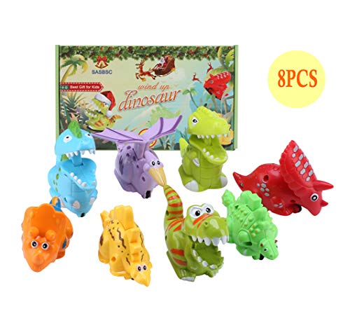 Product Cover SASBSC Dinosaur Toys for 3 4 5 6 Year Olds Boys Girls Wind up Dinosaur Toys Set Party Favors for Kids 8 Packs
