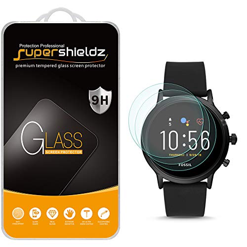 Product Cover (3 Pack) Supershieldz for Fossil Gen 5 Smartwatch Carlyle HR Tempered Glass Screen Protector, Anti Scratch, Bubble Free