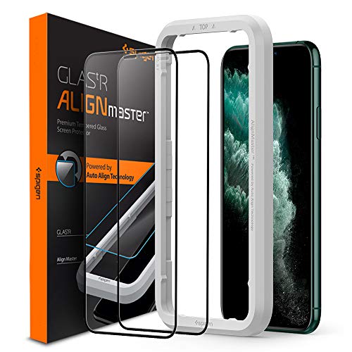 Product Cover Spigen Tempered Glass Screen Protector [Glas.tR AlignMaster] designed for iPhone 11 Pro Max (2019) [2 Pack] - Edge to Edge Protection