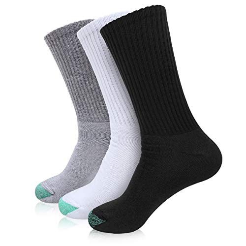 Product Cover Men's Socks | Fully Cushioned Boot Socks for Work, Athletic & Sports | 6 Pack Cotton Crew Socks | Shoe Size 7-12