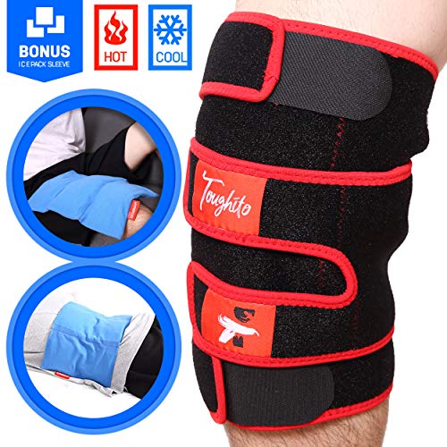 Product Cover Hyperflex360 Knee Ice Pack Wrap - Compression Knee Wraps for Pain, Swelling, and Recovery with 3 Reusable Hot/Cold Gel Packs + Ice Pack Sleeve - Comfy Ice Pack for Knee with Wrap by Toughito