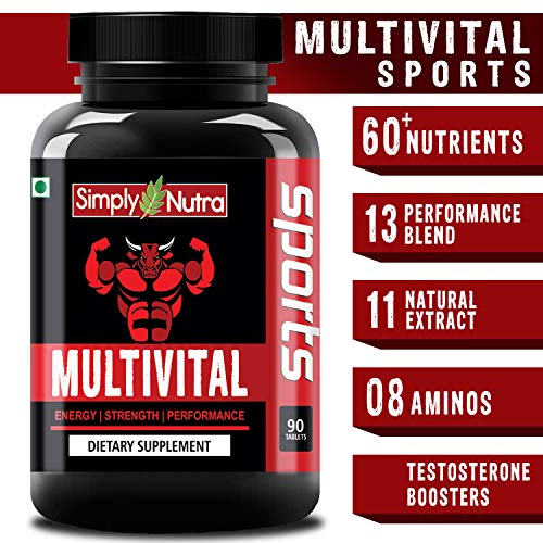 Product Cover Simply Nutra Multivital MultiVitamin Sports with 60+ Nutrients - 90 Tablets (Vitamins, Minerals & Amino Acids) & Probiotics