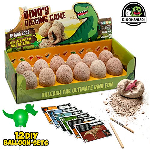 Product Cover JITTERYGIT Dinosaur 12 Digging Eggs Toy | Create Your Dino Balloons | Party Fossil Kit | Dinosaur Excavation Set | Awesome Gift for Kids | STEM Learning Toy for Boys and Girls Ages 3, 4, 5, 6, 7, 8+