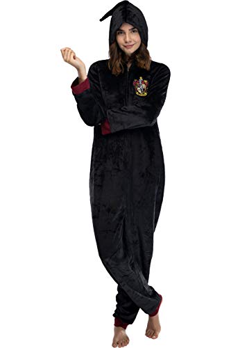 Product Cover INTIMO Harry Potter Juniors' Hooded One-Piece Pajama Union Suit - All 4 Houses Gryffindor, Slytherin, Ravenclaw, Hufflepuff