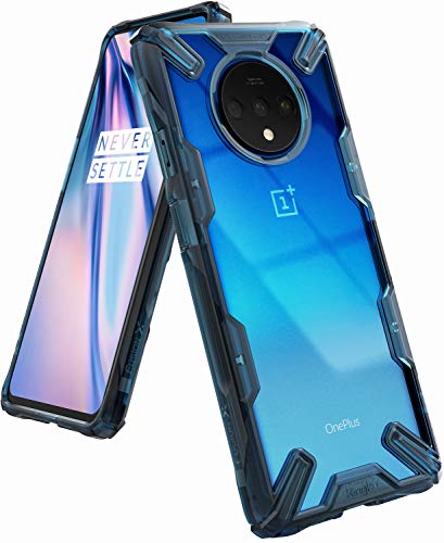 Product Cover Ringke Fusion-X Designed for OnePlus 7T Case Back Cover, [Military Drop Tested] Ergonomic Transparent PC Back TPU Bumper Impact Resistant Protection for OnePlus 7T Back Cover Case (2019) - Space Blue