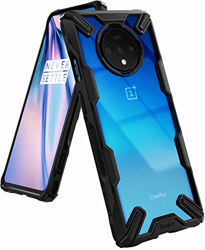 Product Cover Ringke Fusion-X Designed for OnePlus 7T Case Back Cover, [Military Drop Tested] Ergonomic Transparent PC Back TPU Bumper Impact Resistant Protection for OnePlus 7T Back Cover Case (2019) - Black