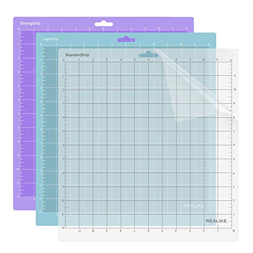 Product Cover REALIKE 12x12 Cutting Mat for Cricut Explore One/Air/Air 2/Maker(3 Mats), Gridded Adhesive Non-Slip Cut Mat for Crafts, Quilting, Sewing and All Arts (Variety)