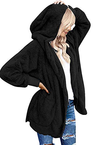 Product Cover ZEGOLO Womens Fluffy Jacket Sherpa Coat Faux Fuzzy Shaggy Long Cardigan Hooded Warm Winter Outwear with Pockets