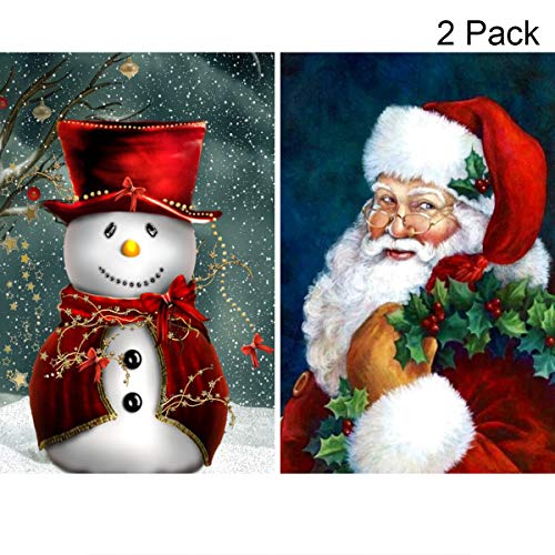 Product Cover 2 Pack 5D Full Drill Diamond Painting Kit, KISSBUTY DIY Christmas Diamond Rhinestone Painting Kits for Adults Beginner Diamond Arts Craft Decor, 15.8 X 11.8 Inch (Christmas Snowman Diamond Paintings)