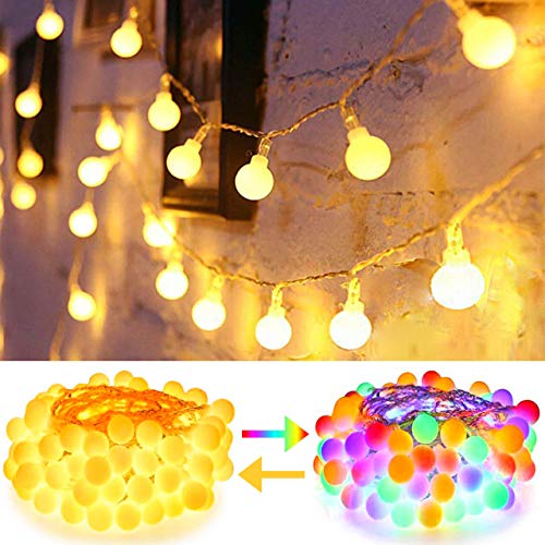 Product Cover SEMILITS LED Globe String Lights, 45Ft 100 LED String Light with Remote, Plug in Fairy Lights Waterproof, Decor for Bedroom Outdoor Birthday Party Wedding, Upgrade Warm White & Multicolor 2 in 1
