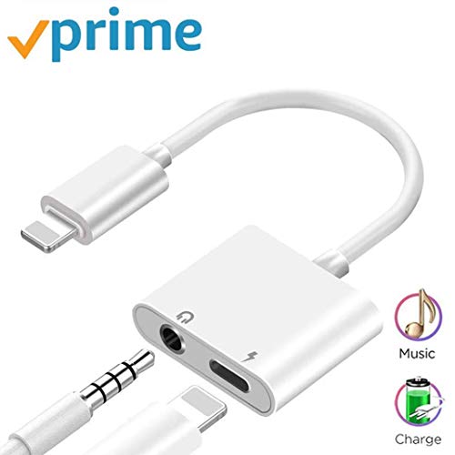 Product Cover Headphone Jack Adapter Dongle for iPhone Xs/Xs Max/XR/ 8/8 Plus/X (10) / 7/7 Plus to 3.5mm Jack Converter Car Charge Accessories Cables & Audio Connector Earphone Splitter Adaptor Support All Systems