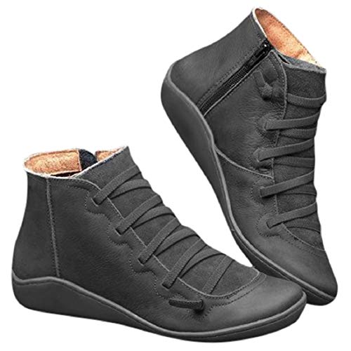 Product Cover 2020 New Arch Support Boots Women's Boots Leather Comfortable Damping Shoes Side Zipper Platform Wedge Booties