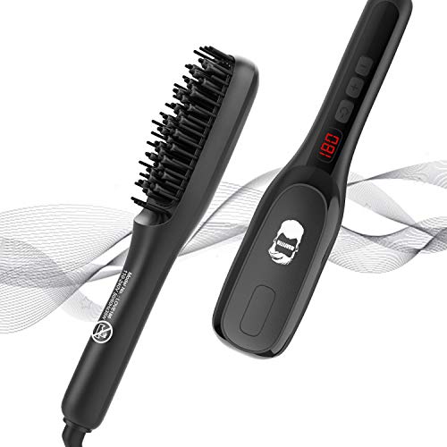 Product Cover Manfiter Beard Straightener for Men - Fast Heating Electronic Heated Beard Brush with Led Display, 25 Heat Settings Anti Scald Feature Ceramic Heated Beard Comb with Dual Voltage 110-240V~50/60Hz 35W