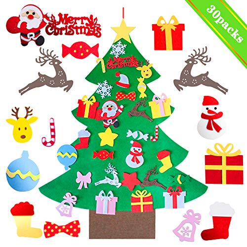 Product Cover Mansalee 3.3ft DIY Felt Christmas Tree Set + 30pcs Detachable Ornaments, Wall Hanging Xmas Gifts for Christmas Decorations Christmas Ornamentst