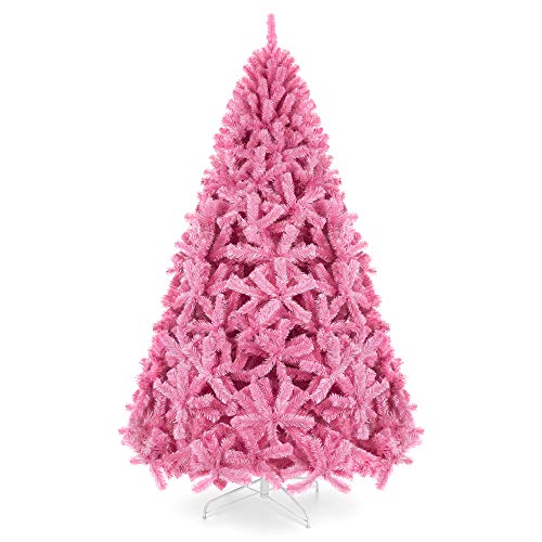 Product Cover Best Choice Products 7.5ft Artificial Christmas Full Fir Tree Seasonal Holiday Decoration w/ 1,749 Branch Tips, Foldable Stand, Pink