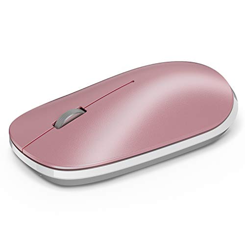 Product Cover OMOTON Bluetooth Mouse for iPad and iPhone (iPadOS 13 / iOS 13 and Above), Ultra-Thin Wireless Mouse Compatible with Bluetooth Enabled Computer, Laptop, PC, Notebook, and Mac Series, Rose Gold