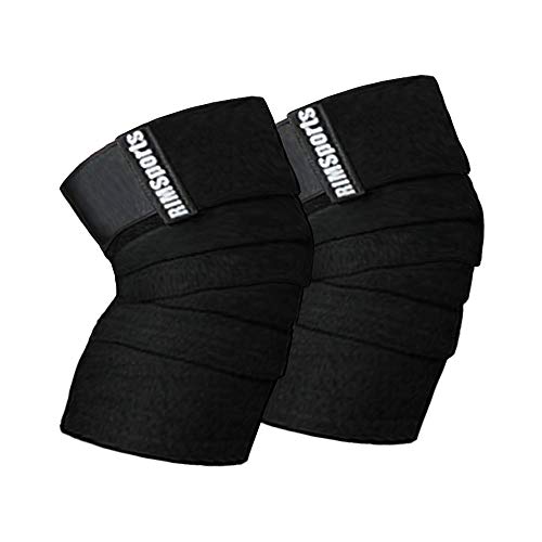 Product Cover RIMSports Knee Wraps for Weightlifting - Powerlifting,Workout & Squats | Knee Wrap - Reduces Stress on Quadriceps | Ideal Elastic Support & Compression Strength