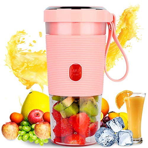 Product Cover Portable Blender, Cordless Personal Blender for Shakes and Smoothies, USB Rechargeable Mini Juicer Fruit Juice Cup Mixer, Waterproof Smoothie Blender Maker for Home, Travel, Office, 300ml/10oz, Pink