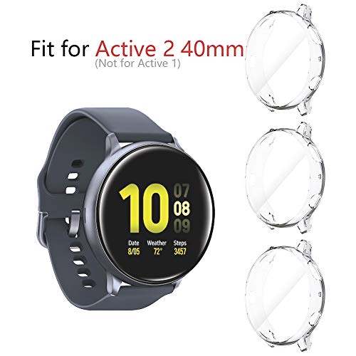 Product Cover Seltureone (3 Pack) Compatible for Samsung Galaxy Watch Active 2 Case 40mm (2019), Heavy-Duty Overall Full Body Protective TPU Anti-Scratch Cover for Active2 40mm (Clear)