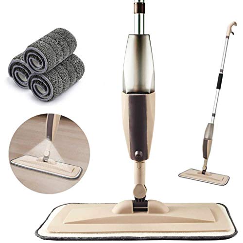 Product Cover Microfiber Spray Mop for Floor Cleaning, Dry Wet Wood Floor Mop with 3 pcs Washable Pads, Handle Flat Mop with Sprayer for Kitchen Wood Floor Hardwood Laminate Ceramic Tiles Dust Cleaning