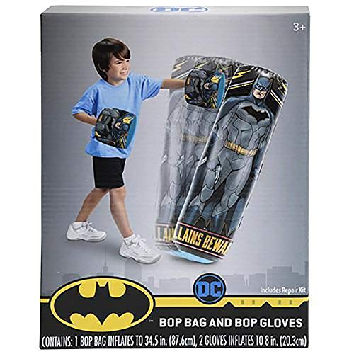 Product Cover Fad Habit Licensed DC Comics Batman Inflatable Bop Bag and Bop Gloves Kids Punching Bag