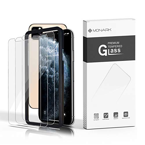 Product Cover New Self-Installing Design ~ iPhone 11 Pro Max Screen Protector/iPhone Xs Max Screen Protector, Tempered Glass Film for Apple iPhone Xs Max & iPhone 11 Pro Max, 3-Pack with Frame