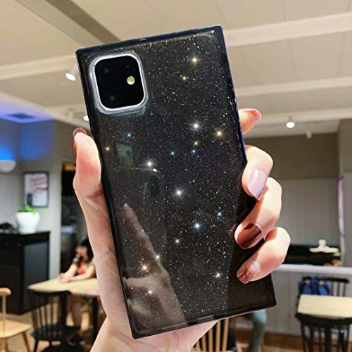 Product Cover iPhone 11 Transparent Case,Tzomsze iPhone 11 Bling Glitter Case Reinforced Corners TPU Cushion，Crystal Clear Slim Cover Shock Absorption TPU Shell-Black