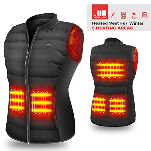Product Cover HOOCUCO 5V Lightweight Heated Vest Size Adjustable USB Charging 3 Temp Setting Heating Warm Puffer Jacket for Outdoor Camping Hiking Golf Heated Clothe for Men Women(Power Bank Not Come with)(X-L)