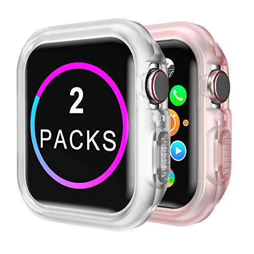 Product Cover Compatible Apple Watch Case Series 4 Series 5 44mm [2 Packs] TPU Protective iwatch Case, Translucent & Clear-Pink
