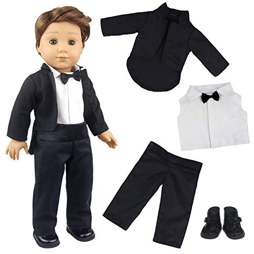 Product Cover ZITA ELEMENT American 18 Inch Boy Doll Clothes Suit Set and Shoes - 4 Items Fashion Tuxedo Suit Outfit Included 1 Jacket, 1 Pants, 1 Shoes and 1 Shirt