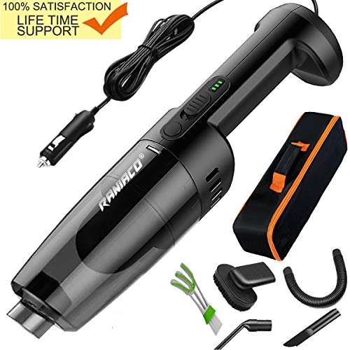 Product Cover Car Vacuum Cleaner Handheld Lightweight- Innovational 12V 33000r/min Strong Suction Mini Portable Car Interior Cleanner,120W High Power Corded Wet Dry With 6PC Attachments-Life Time Warranty