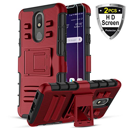 Product Cover LG K30 2019 Case,LG Aristo 4 /LG Escape Plus/LG Aristo 4 Plus/Prime 2/Arena 2/Journey LTE/Tribute Royal Case w/Screen Protector,[Built-in Kickstand] Heavy Duty Dual Layer Hybrid Case Cover-PC Red