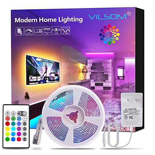 Product Cover ViLSOM Led Strip Lights, 16.4ft Light Strip Kit with Remote and SMD 5050 RGB Color Changing Led Lights for Bedroom, Room, TV, Kitchen and Home Decor Bias Lighting